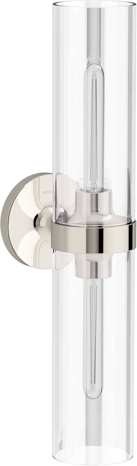 Kohler 27263-SC02-SNL Purist Bathroom Vanity Fixture, Wall Sconce Lighting, UL Listed, 2, Polished Nickel