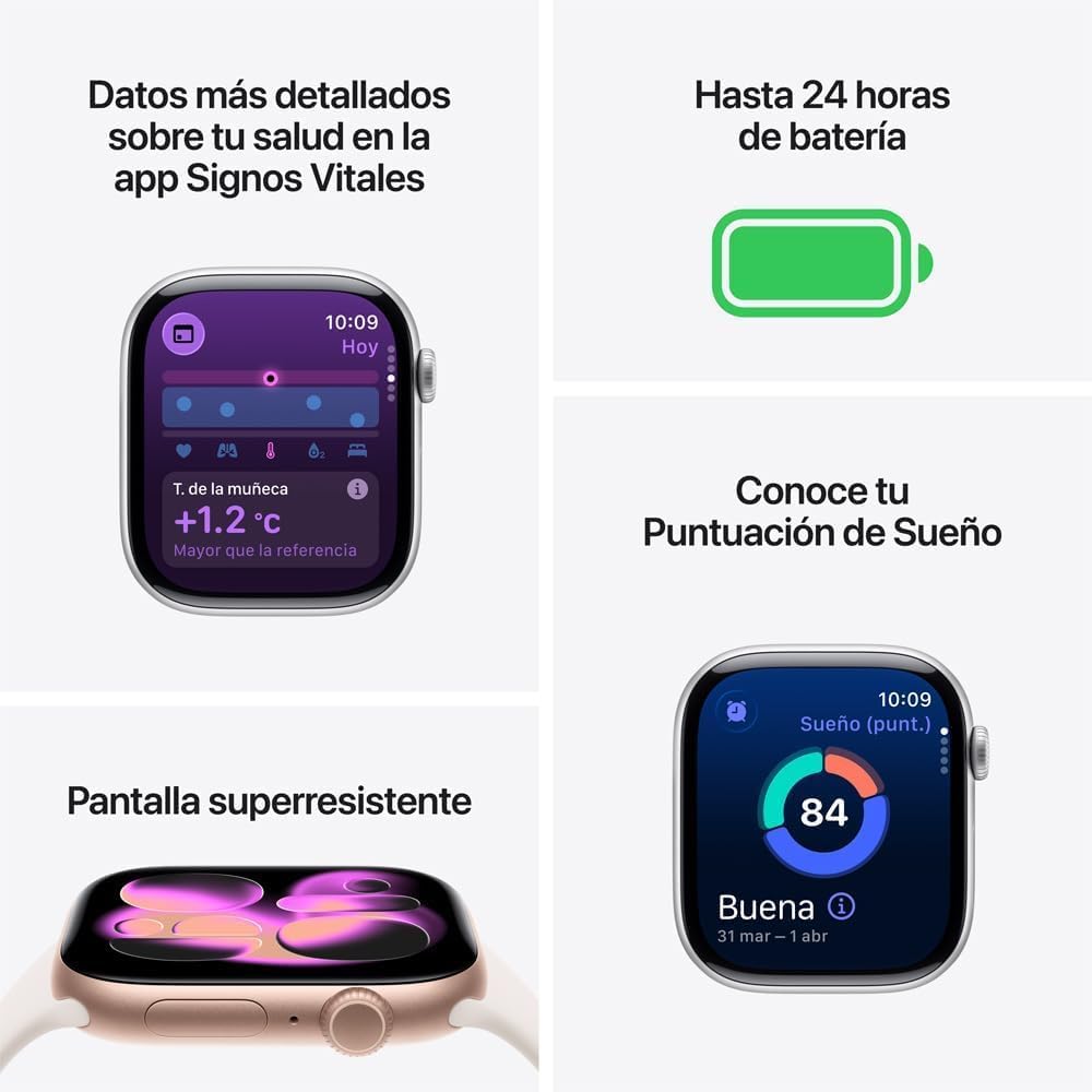Apple Watch Series 11 [GPS + Cellular, 42mm] Slate Titanium Case with Black Sport Band, M/L (Renewed)