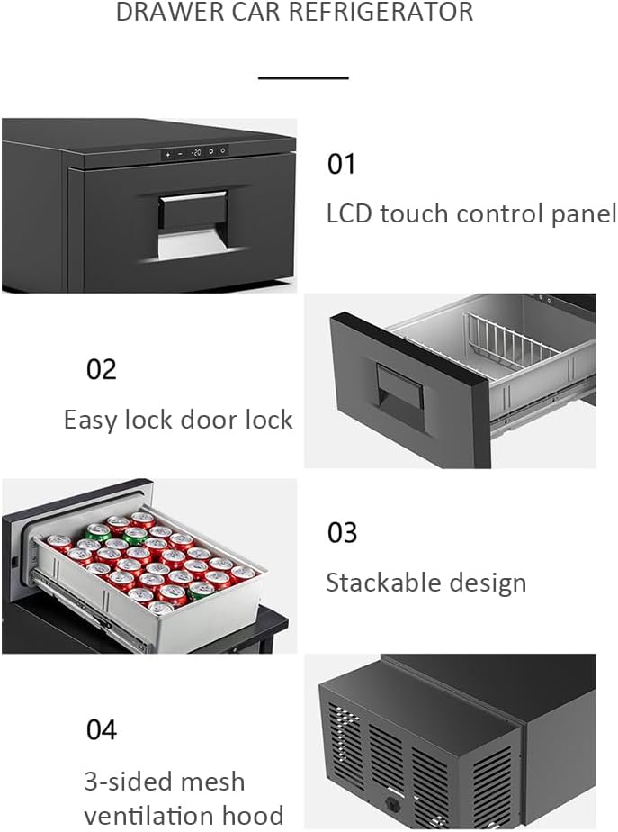 Drawer Auto Car Refrigerator 12V/24V Outdoor Picnic Cooler 22L Compressor Portable Freezer Fridge Quick Refrigerate Travel