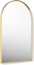 Essential 20 in. X 32 in. Arch Framed Mirror in Moderne Brushed Gold