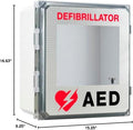 Alarmed Outdoor AED Cabinets. Fits All Defibrillators on The Market. Perfect for use in Schools, Churches, Arenas, or Other campuses. Measures 16.63' H x 15.25' L x 9.25' D.