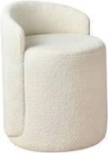 Modern Round Ottoman Multifunctional Vanity Chair Footrest Stool PU Leather Upholstered Wood Frame Non-Slip Rubber Pads,Living Room