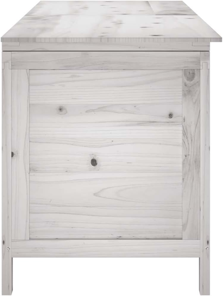 vidaXL Garden Storage Box White Solid Fir Wood 59.1 x 19.7 x 22.2 in