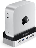 ORICO MiniDock and Stand Compatibility with Mac mini M4, 9-in-1 Aluminum Hub with 4TB NVMe M.2 SSD, 10Gbps USB-C & USB-A,5Gbps USB-A,4K HDMI, Gigabit Ethernet, SD/TF Card Readers,Type-C(PD3.0)