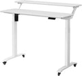 UNICOO Electric Height Adjustable 2-Tier Raising Desk with Wheels, Mobile Standing Desk with Monitor Stand, Ergonomic Adjustable Computer Table, Electric Standing Game Table for Home Office
