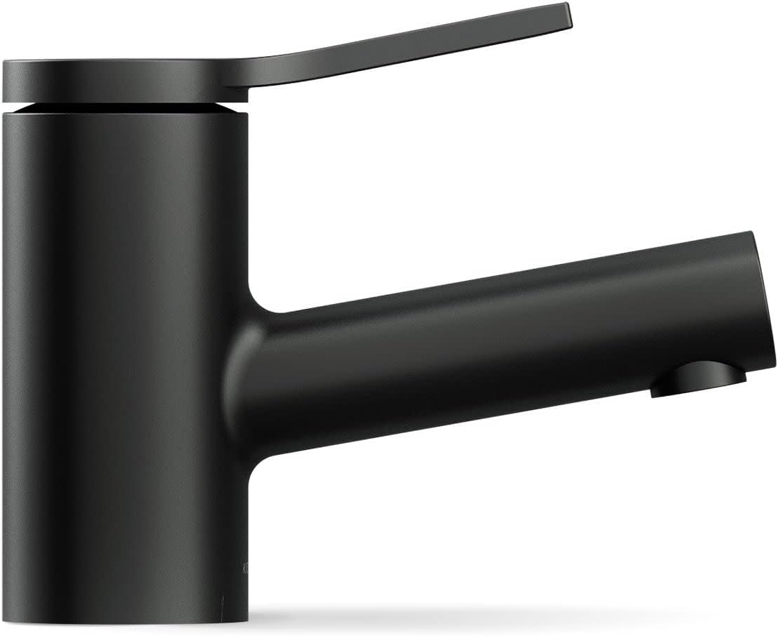 KOHLER K-33590-4N-BL Elate® Short Single-Handle Bathroom Sink Faucet, Single-Hole Bathroom Faucets, 0.5 GPM, Matte Black