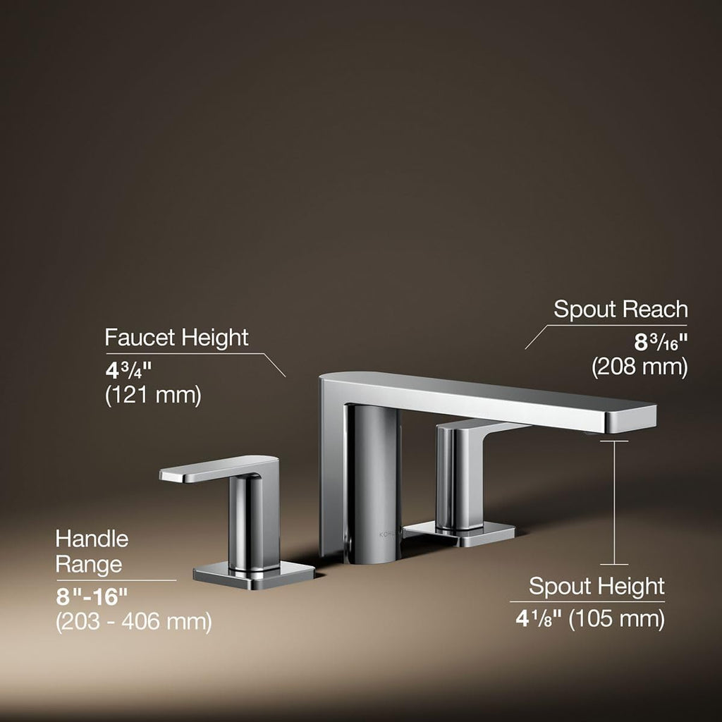 Kohler 27121-4-CP Parallel® Two-Handle Deck-Mount Bath Faucet, Polished Chrome