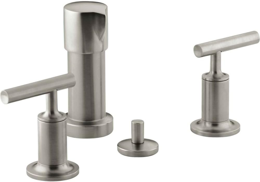 KOHLER K-14431-4-BN Purist Bidet Faucet with Vertical Spray and Cross Handles, Vibrant Brushed Nickel