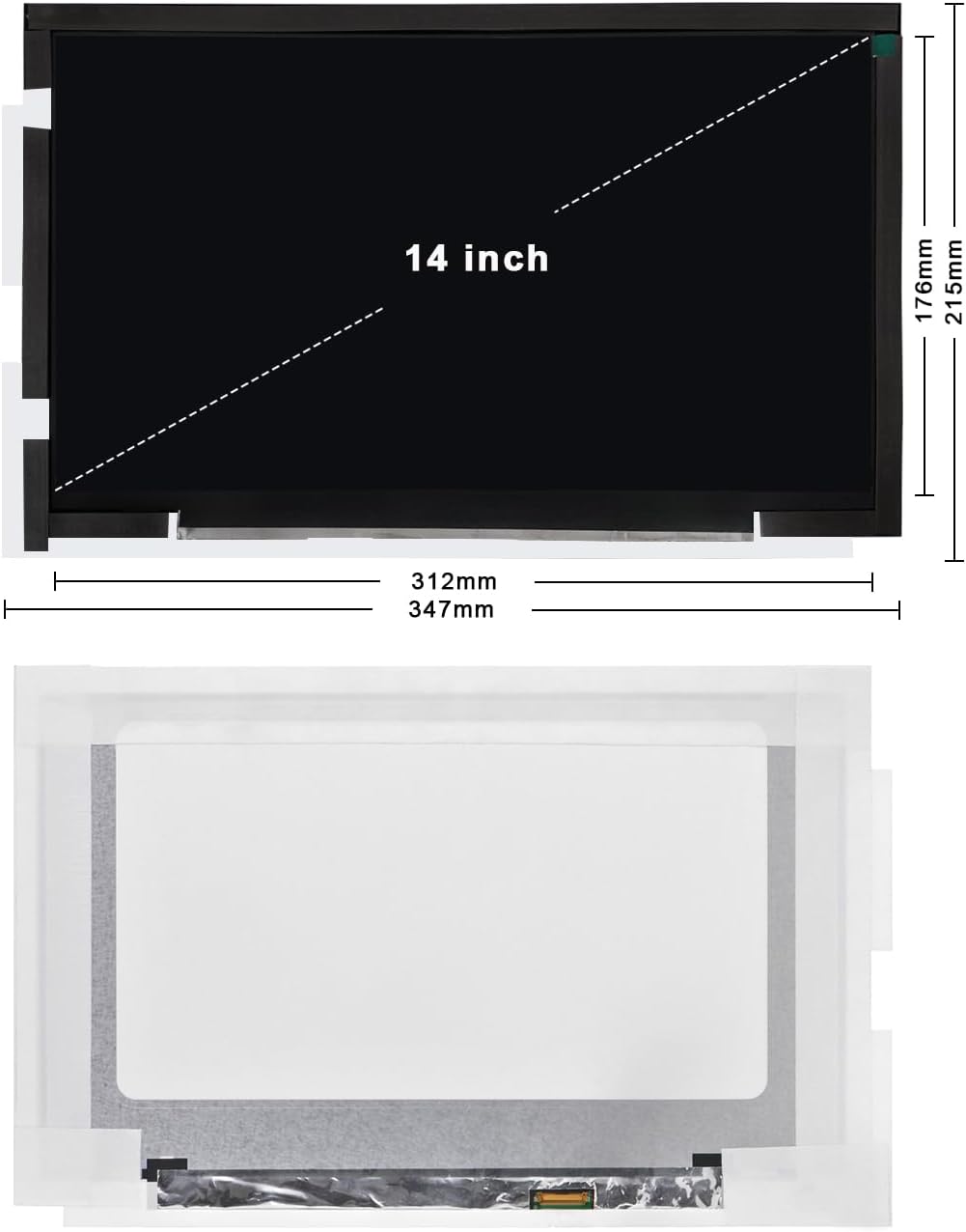 wisecoco 14 Inch LCD Screen for Lian Li O11 Mini PC Case FHD 1920x1080 Laptop Screen Replacement PC Secondary Display HDMI 72% NTSC(White)