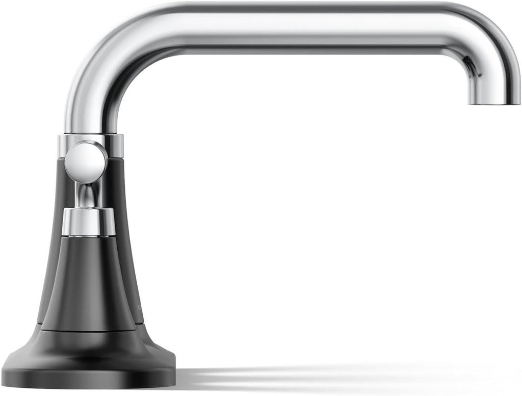 KOHLER K-27414-4-CBL Tone™ Centerset Bathroom Sink Faucet, Clicker Drain, Bathroom Faucets, 1.2 GPM, Polished Chrome with Matte Black