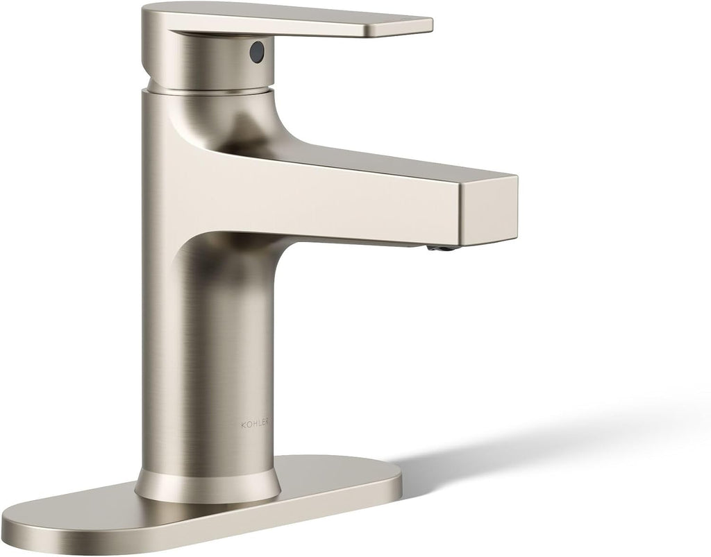 KOHLER K-74021-4-BN Taut® Single-Handle Bathroom Sink Faucet, 1.2 GPM, Minimalist Design, Corrosion Resistant, Vibrant Brushed Nickel