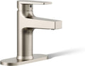 KOHLER K-74021-4-BN Taut® Single-Handle Bathroom Sink Faucet, 1.2 GPM, Minimalist Design, Corrosion Resistant, Vibrant Brushed Nickel