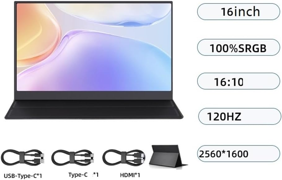 Flicker Free 15.6 Inch Portable Monitor 1080HD Non-Touch 60hz Laptop External Expansion Sub-Screen with Speakers