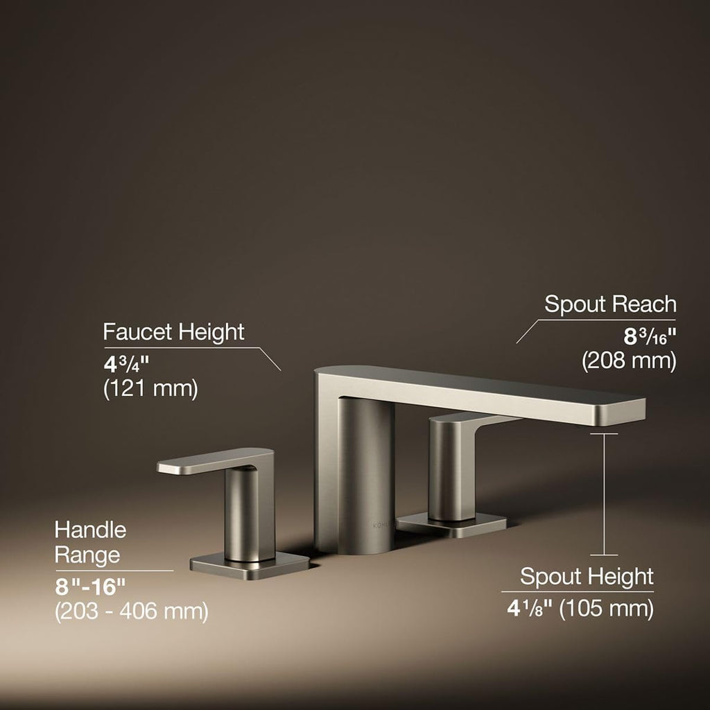 Kohler 27121-4-BN Parallel® Two-Handle Deck-Mount Bath Faucet, Vibrant Brushed Nickel