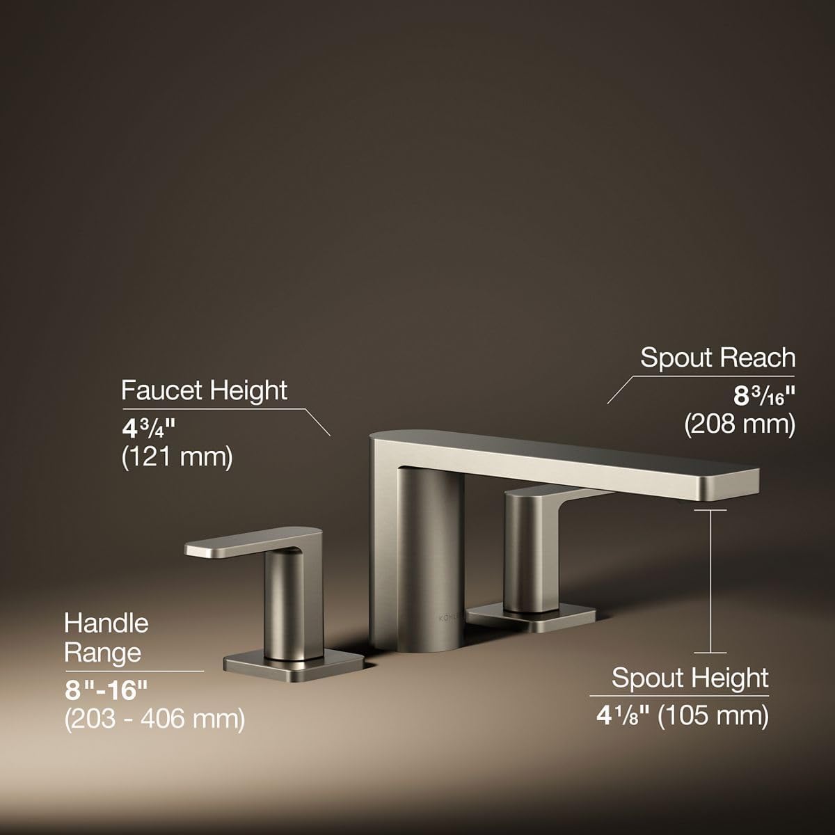 Kohler 27121-4-BN Parallel® Two-Handle Deck-Mount Bath Faucet, Vibrant Brushed Nickel
