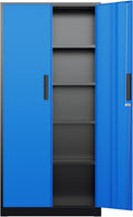 Bonusall 72' Metal Garage Storage Cabinet, 2 Locking Doors & 4 Adjustable Shelves Tall Storage, Heavy Duty Steel Tool Cabinet for Home, Office, Warehouse, School - Black Blue