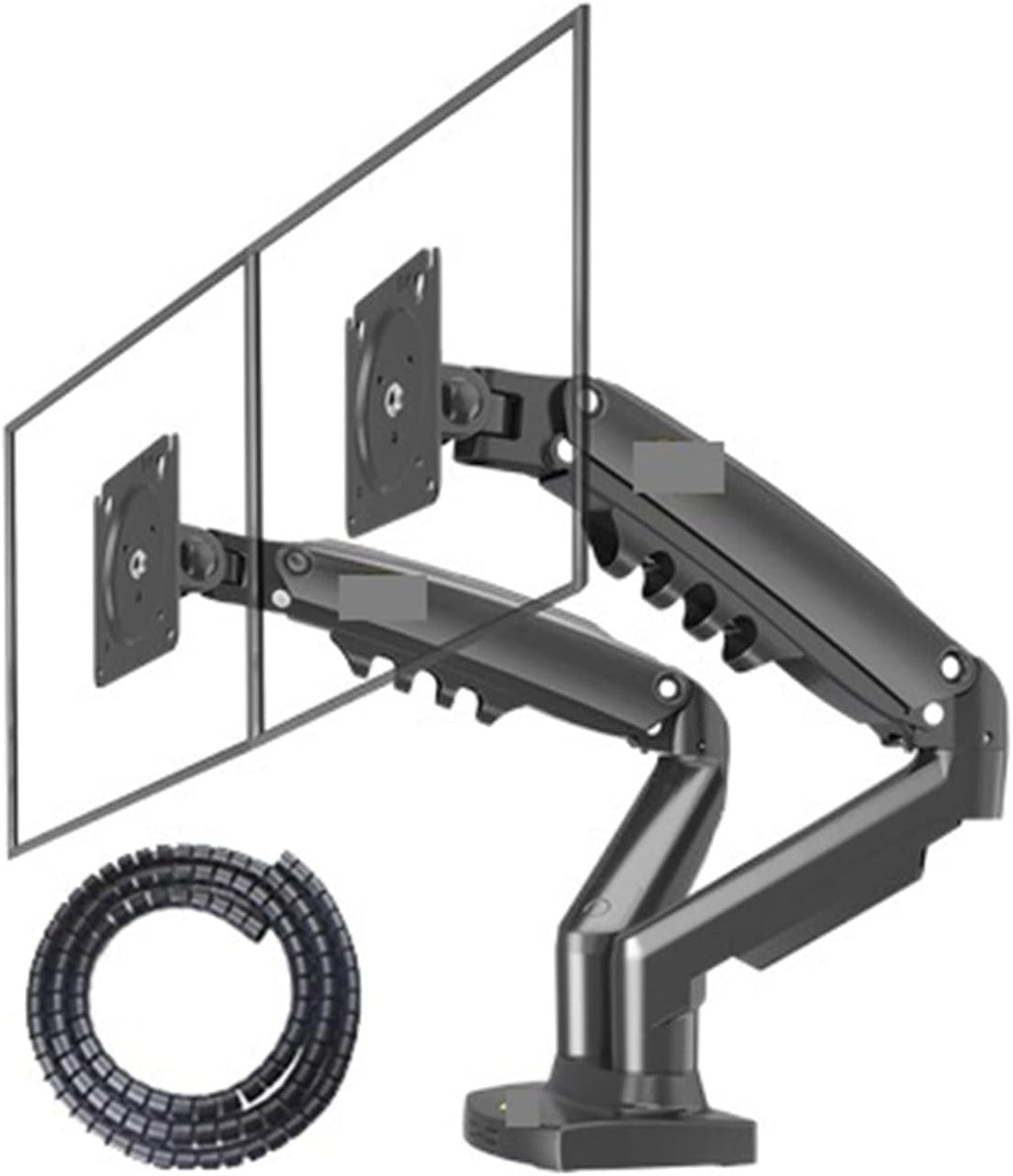 F160 Support USB3.0 27' 2-9KG Double Monitor Stand for No Hole Air Press Gas Strut Tv Mount Dual Sreen 360 Rotate Desktop(with Cable Cover)