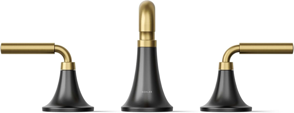KOHLER 27416-4K-BMB K-27416-4K-BMB Tone Widespread Bathroom Sink Faucet, 1.0 GPM, Vibrant Brushed, Matte Black Moderne Brass