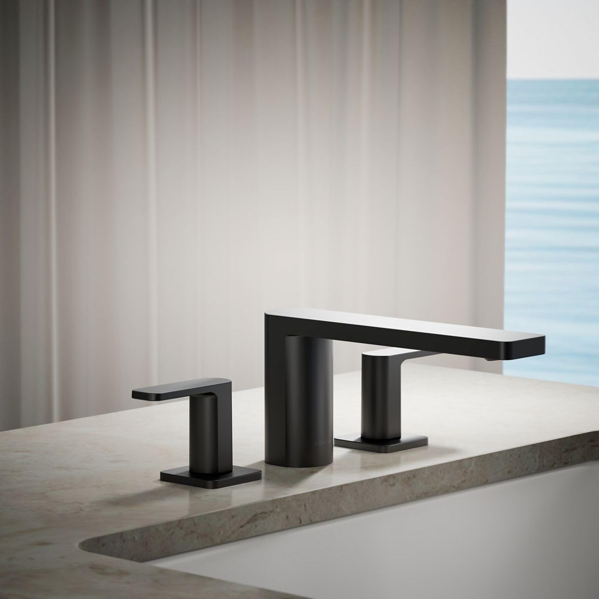 Kohler 27121-4-BL Parallel® Two-Handle Deck-Mount Bath Faucet, Matte Black