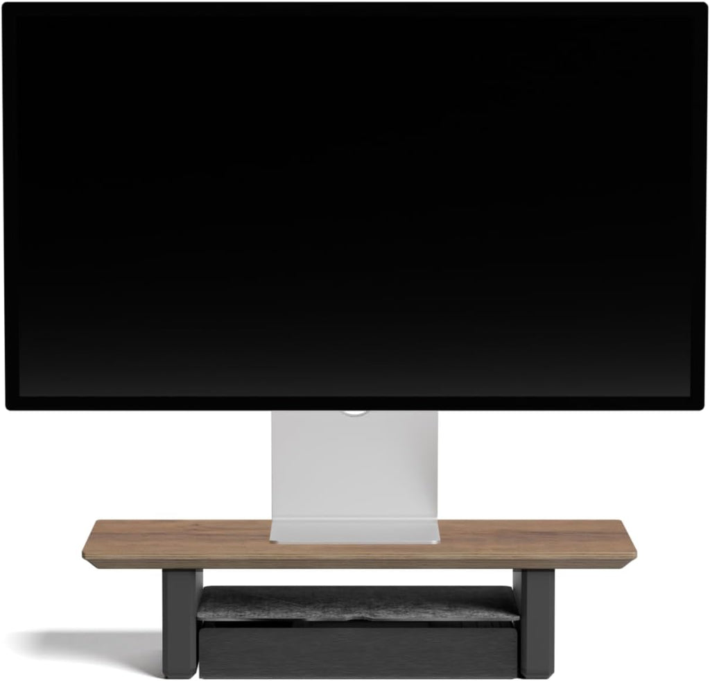 Raico Desk Shelf Mini Monitor Stand, Compact Walnut Wood Organiser, Small Desk Setup, Ergonomic Home Office Accessory (Walnut | 18.8 Inches)