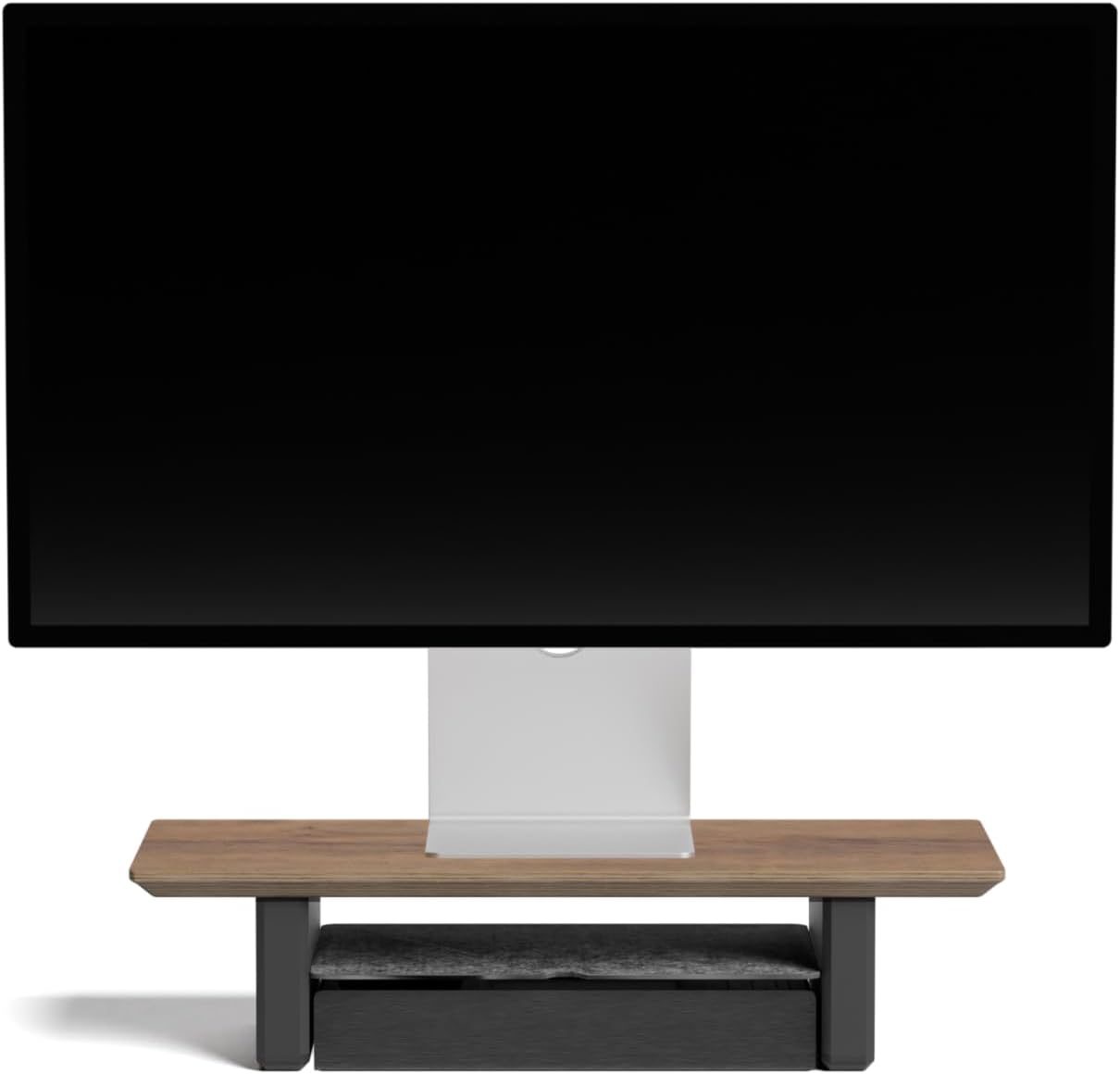 Raico Desk Shelf Mini Monitor Stand, Compact Walnut Wood Organiser, Small Desk Setup, Ergonomic Home Office Accessory (Walnut | 18.8 Inches)