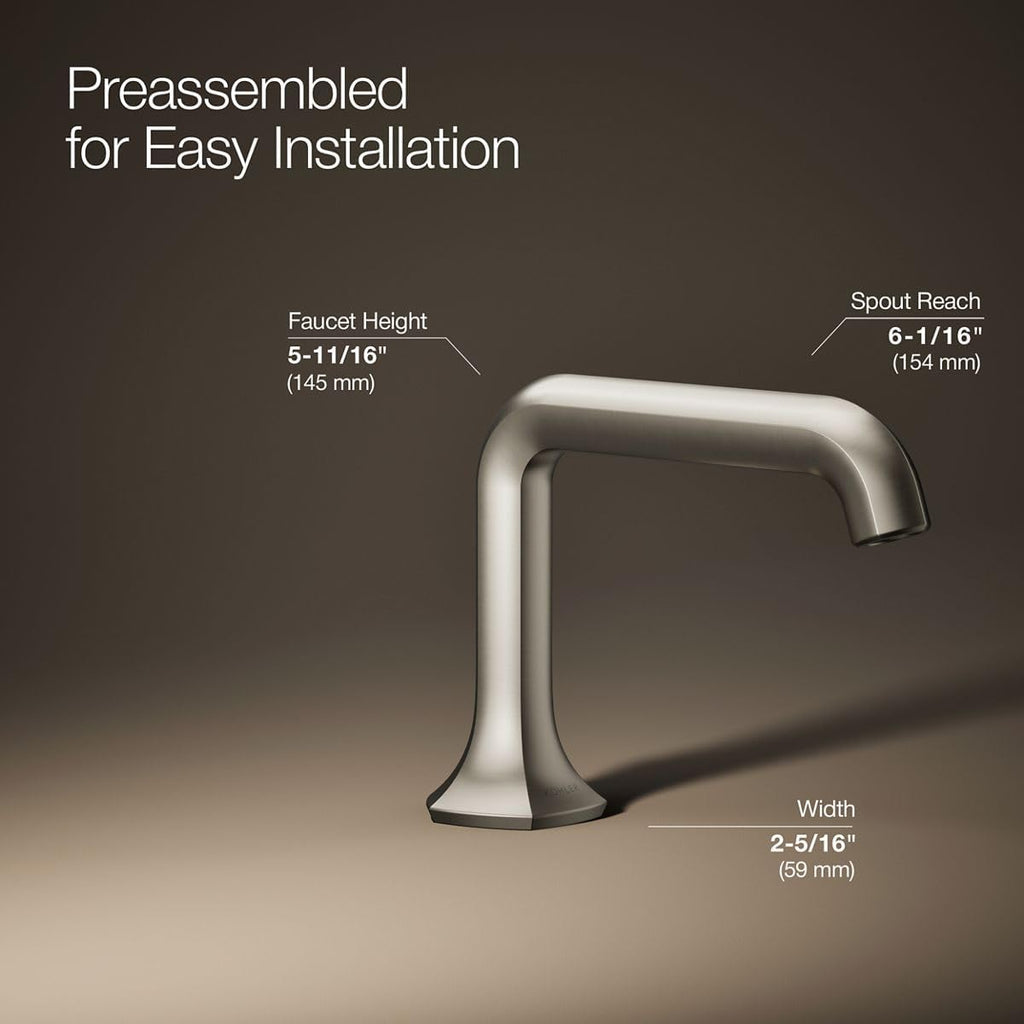 KOHLER 27009-K-BN Occasion Bathroom Sink Faucet Spout, Stationary Deck-Mount Bathroom Sink Spout, 1.0 gpm, Vibrant Brushed Nickel