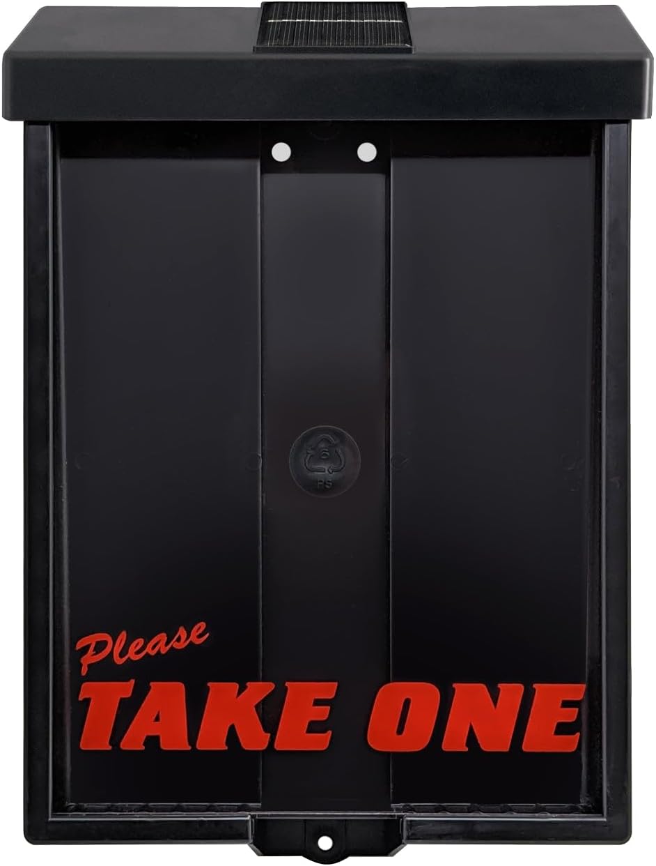 Mediz Outdoor Real Estate Brochure Box with Solar Lighted Lid, Take One Document Holder Can Hold 100, 8.5 x 11 Documents, Flyers, Literature and Other Outdoor Marketing Needs