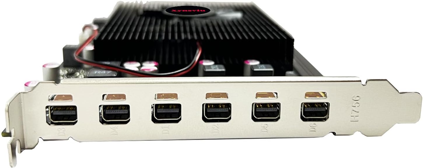 Radeon R7 350 Mini 6DP 4GB GDDR5 Graphics Card, 6 Monitor Mini Display 6 Port Outputs Computer Video Card，tarjeta gráfica (mini6DP 4G to HDMI)