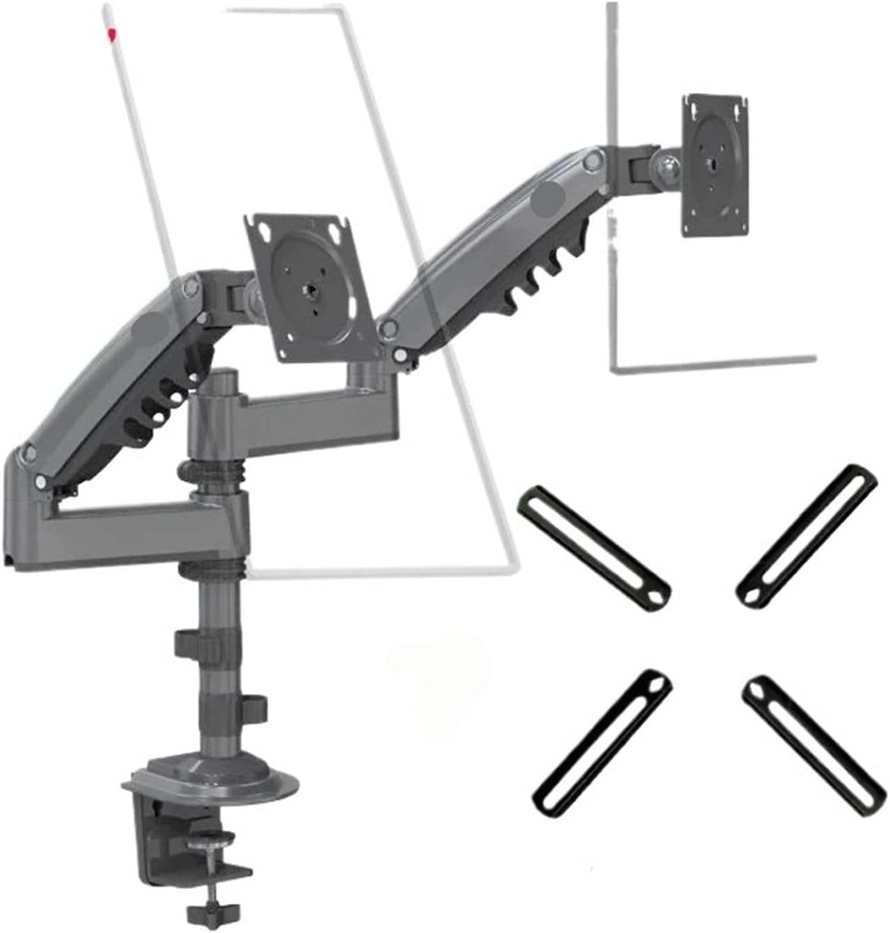 H180 17'-27' 22'-32' Dual Monitor Table Stand Gas Spring Full Motion LCD TV Stand 2-9 kg 2-12 kg Double Arm Clamp Stand(2-9kg VESA 50X50)