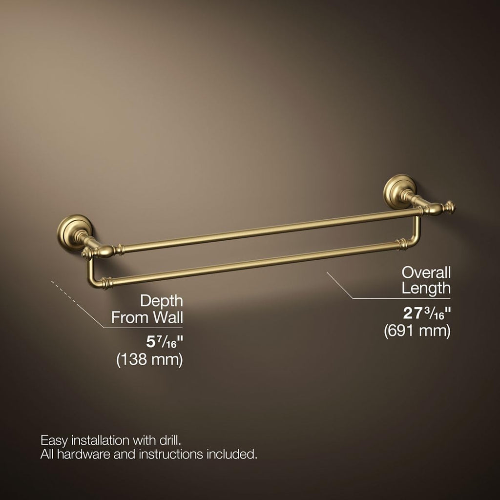 Kohler 72570-2MB Artifacts® 24' Double Towel bar, Vibrant Brushed Moderne Brass