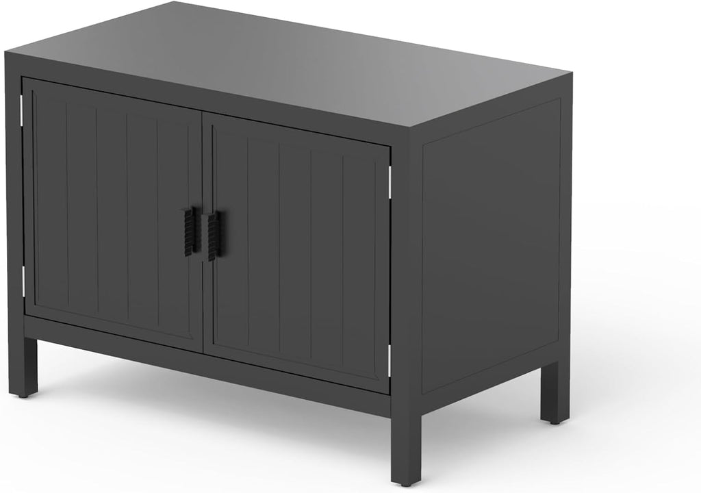 Domi Outdoor Kitchen Island with Storage, Aluminum Kitchen Storage Island Outdoor Grill Table, Freestanding Outdoor Prep Table Grill Storage Cabinet with Protective Cover for BBQ, Deck, Patio