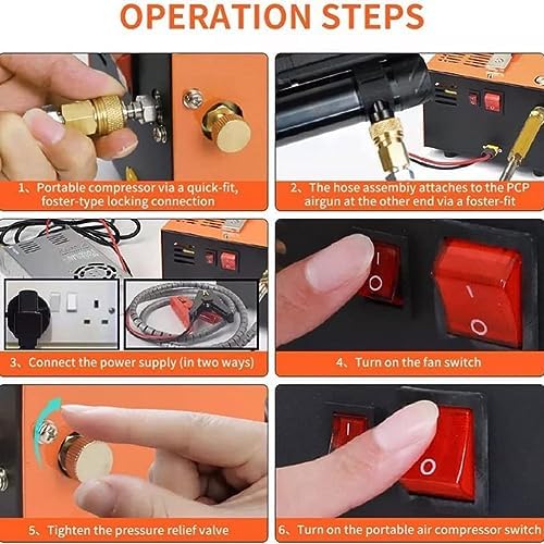 Portable Compressor, PCP Air Compressor, 30Mpa 4500Psi High Pressure Air Gun Pump with Auto Stop, Oil/Water Free PCP Compressor Pump with Built in Power Converter for Fire Diving
