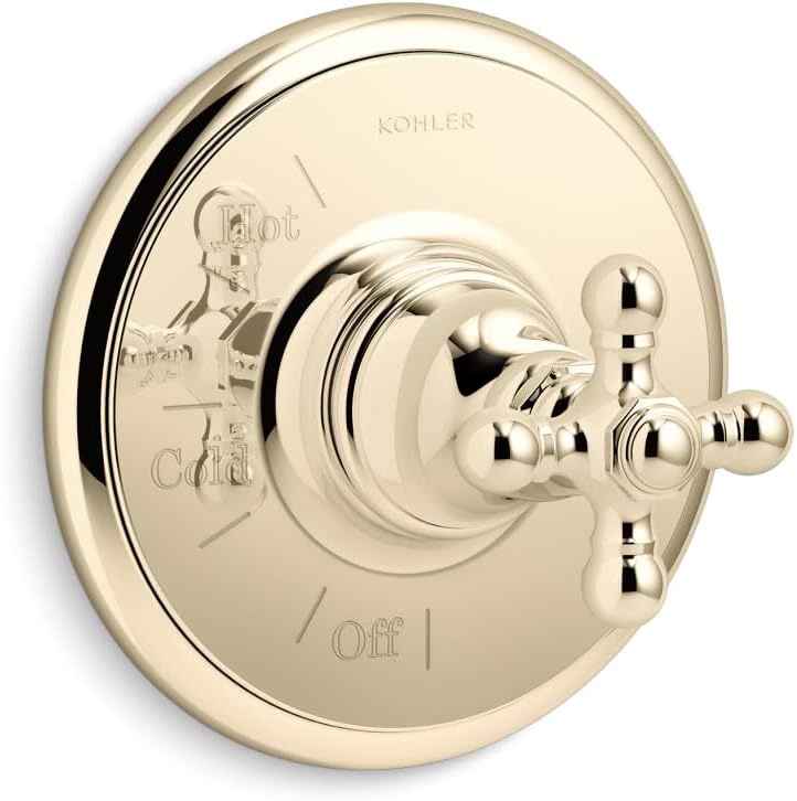 KOHLER TS72767-3-AF Artifacts Rite-Temp Valve Trim With Cross Handle in Vibrant French Gold