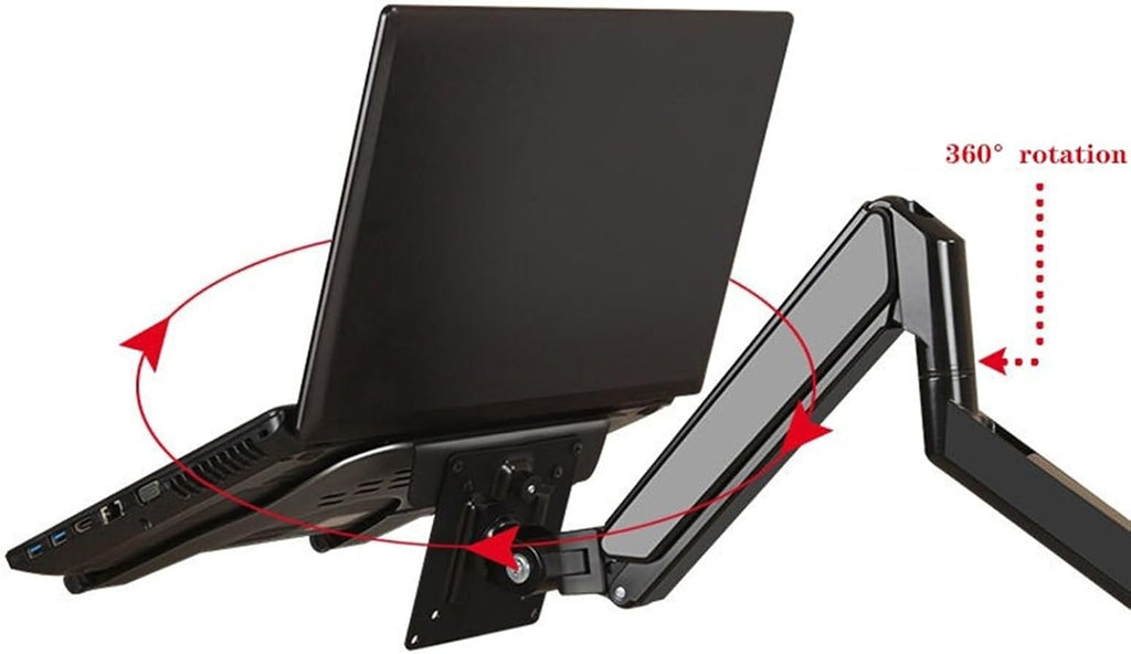 Adjustable Gas Spring Arm Monitor Stand with Laptop Tray for 17' 30' Screens Holds 4.4 19.8lbs Mount for Desk 2 in 1 Design Compatible with 10' 16' Laptops