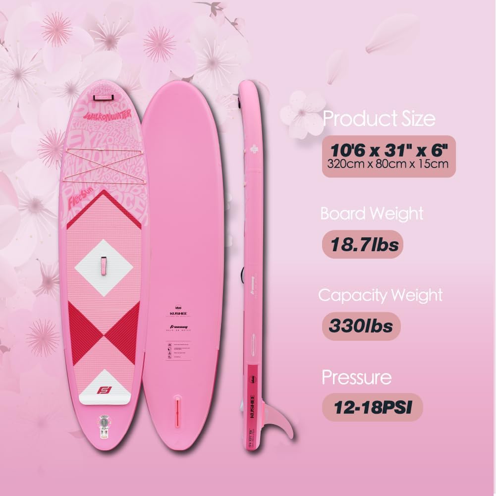 FREESUN KUSHEE 10'6' x 31' Inflatable Stand Up Paddle Board, All-Around iSUP for Beginners & Adults, Glue-Free Heat-Fusion Tech for Extra Durability, Stable Wide Nose, Lightweight Blow Up SUP