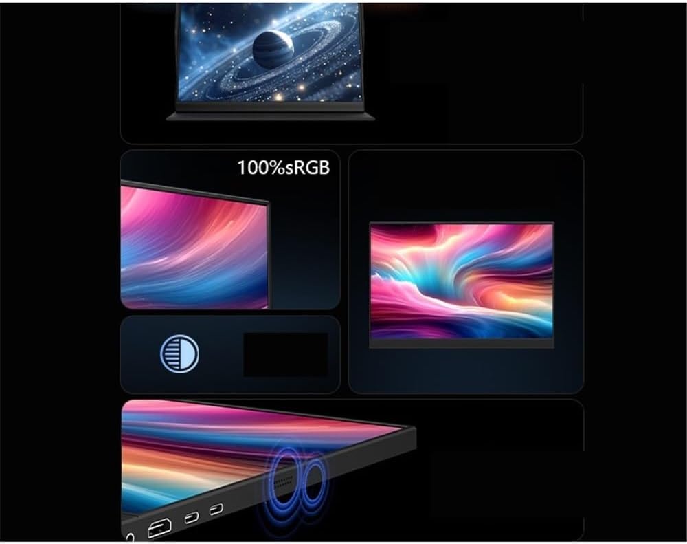 Flicker Free 16-inch 4K HD IPS External Screen 100% SRGB 400nit Brightness Second Portable with Speakers