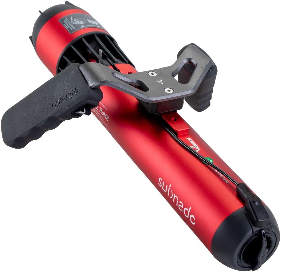 Waydoo Subnado Underwater Scooter, Sea Scooter with Thumb Control for SUP Paddle Board, Pool, Diving & Snorkeling, Compact & Portable Water Scooter for Adults & Kids, Gray/Red