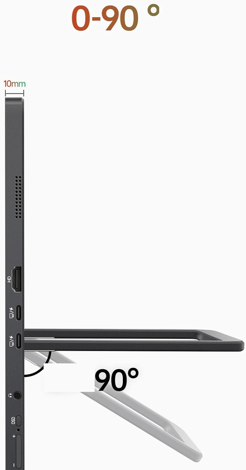 Flicker Free Portable Display 16-inch 3K Ten-Point Touch Game Console Extended Sub-Screen 60 Hz Refresh Rate with Speakers