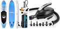 SereneLife Inflatable Stand Up Paddle Board (6 Inches Thick) & Serene Life Digital Electric Air Pump Compressor - 110W 12 Volt Quick Air Inflator w/LCD, 0-16 Adjustable PSI