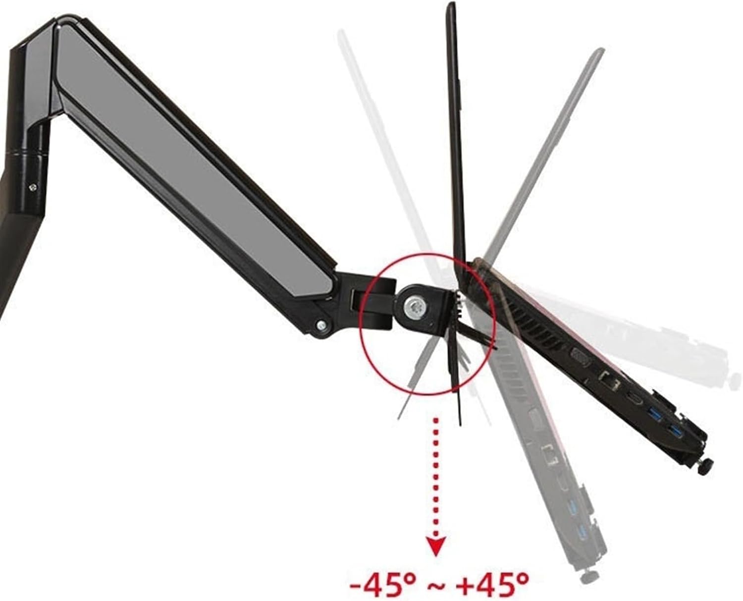 Adjustable Gas Spring Monitor Arm Mount for Desk Holds 4.4 19.8lbs 2 in 1 Single Monitor Desk Mount with Tray for 17' 30' Screens or 10' 16' Laptops