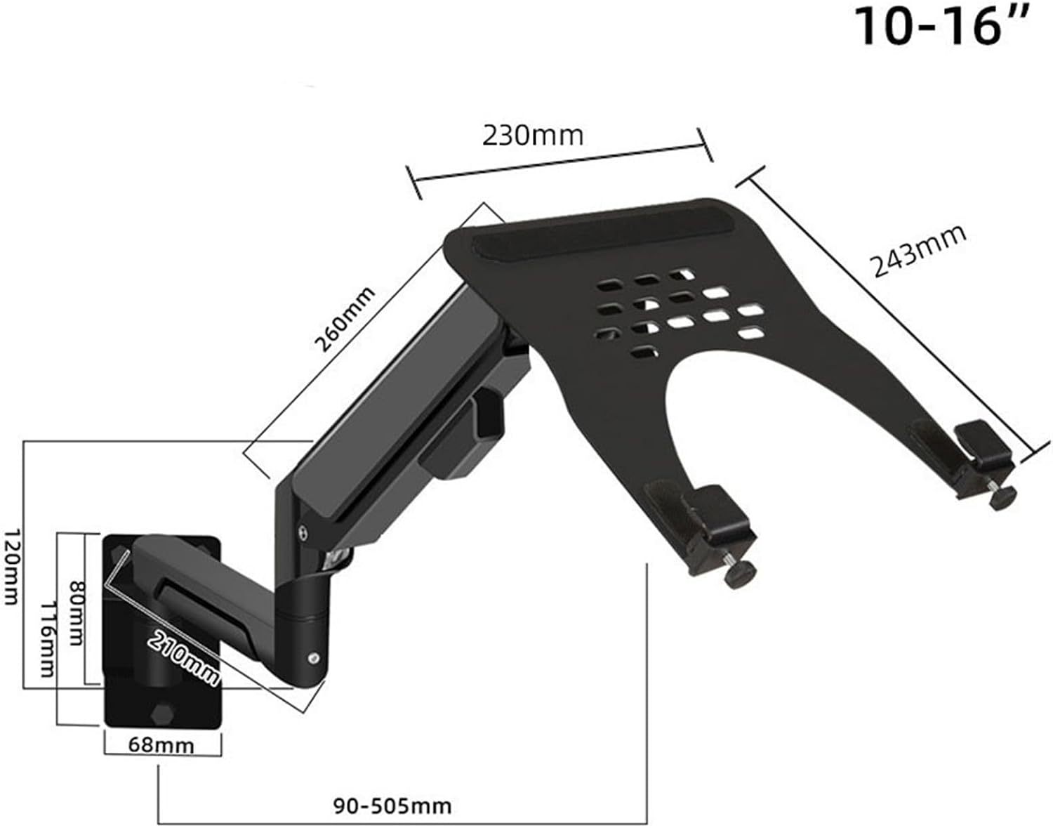 Monitor Arm Wall Mount Monitor Arm with Laptop Tray, Aluminum Gas Spring Full Motion Laptop Mount Arm Fits Max 32 inch, 19.8 lbs Screens/ 10-17' Laptop Monitor Mount(White)