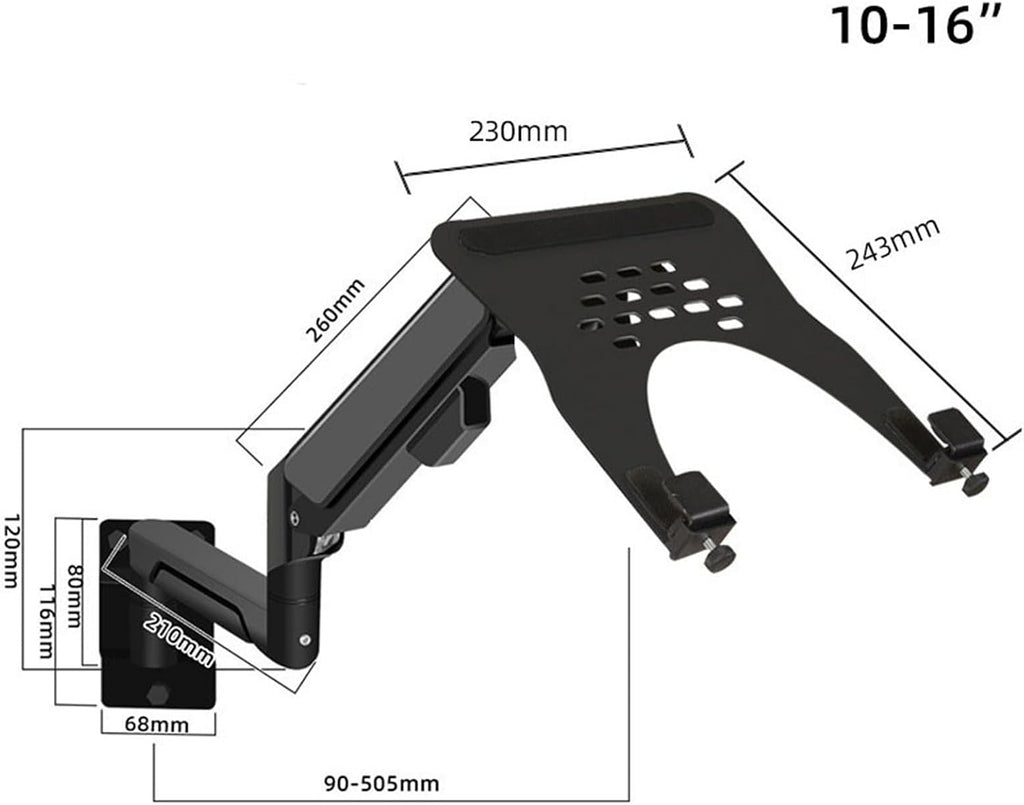 Monitor Desk Wall Mount Monitor Arm with Laptop Tray, Aluminum Gas Spring Full Motion Laptop Mount Arm Fits Max 32 inch, 19.8 lbs Screens/ 10-17' Laptop Monitor Stand(White)