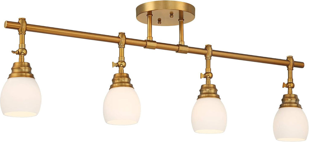Pro Track Elm Park 4-Head Wall or Ceiling Track Light Fixture Kit Spot-Light Directional Adjustable Gold Finish Glass Modern Transitional Kitchen Bathroom Living Room Dining Hallway Bedroom 36' Wide