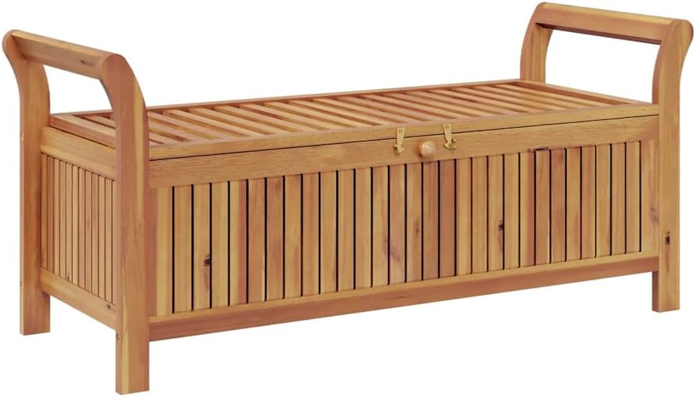 vidaXL Garden Storage Bench Wood with Dark Grey Cushion