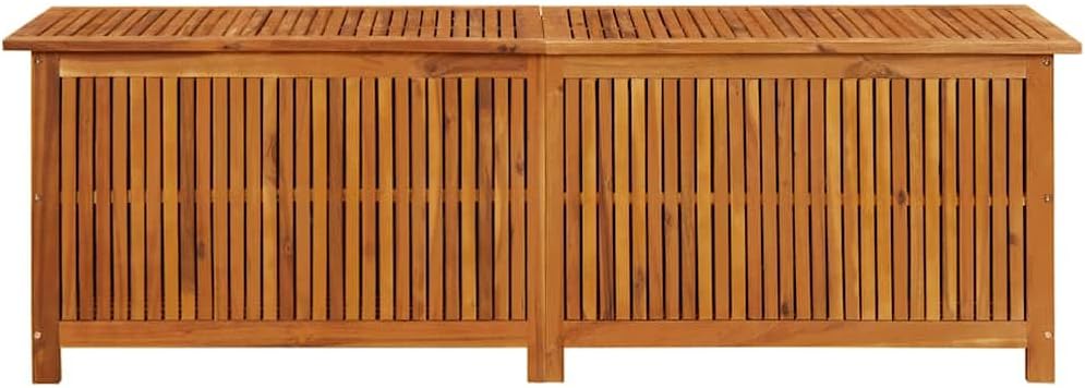 vidaXL - Farmhouse-style Patio Storage Box, Solid Acacia Wood, Water-Resistant Interior Bag with Zipper, Brown, 68.9'x19.7'x22.8'