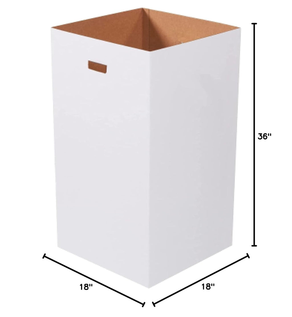 Box USA 50 Gallon 18' L x 18' W x 36' H 10-Pack Cardboard Trash Cans and Recycling Bins, Reusable or Disposable Pop Up Garbage Boxes for Parties, Outdoor Events, Heavy Duty, Plain