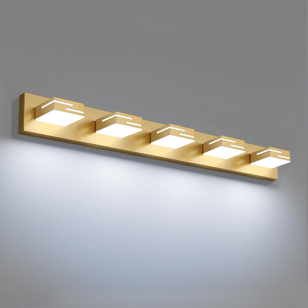 LED Modern Bathroom Vanity Light Fixtures, Dimmable Gold Vanity Lights for Bathroom Lighting Fixtures Over Mirror, with 360° Rotatable Heads 5-Light 36-inch (Cool White 6000K)