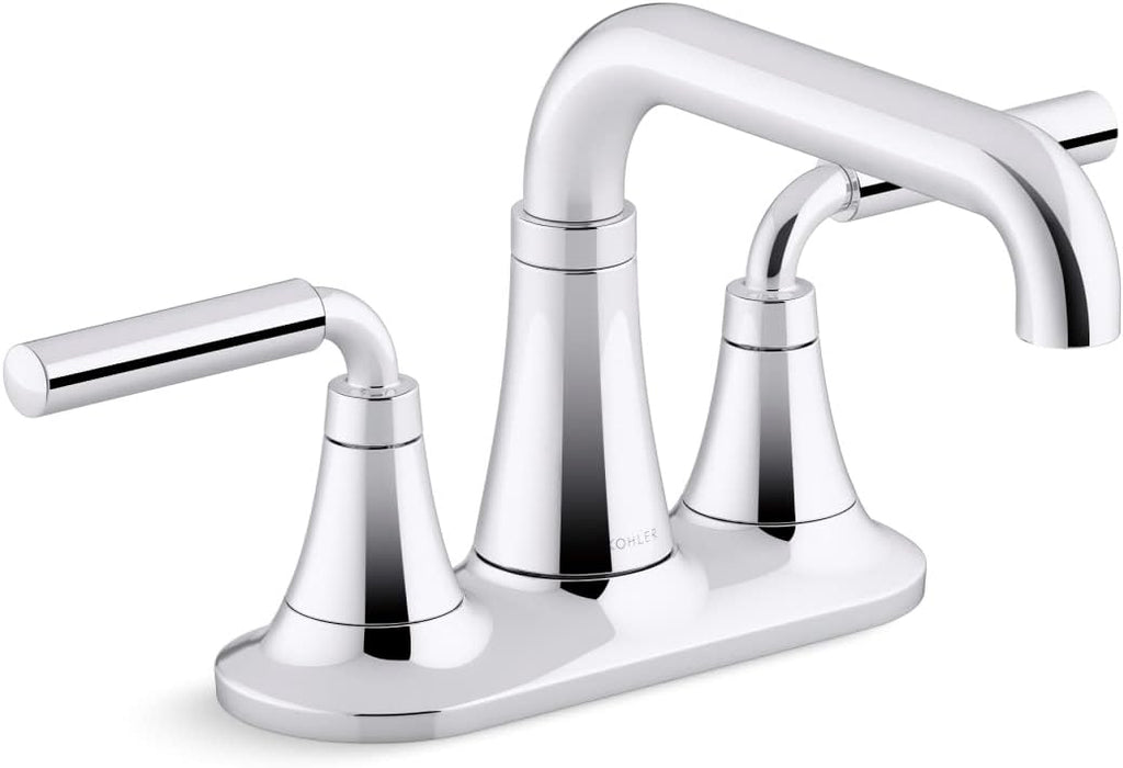 KOHLER K-27414-4K-CP Tone™ Centerset Bathroom Sink Faucet, Clicker Drain, Bathroom Faucets, 1.0 GPM, Polished Chrome