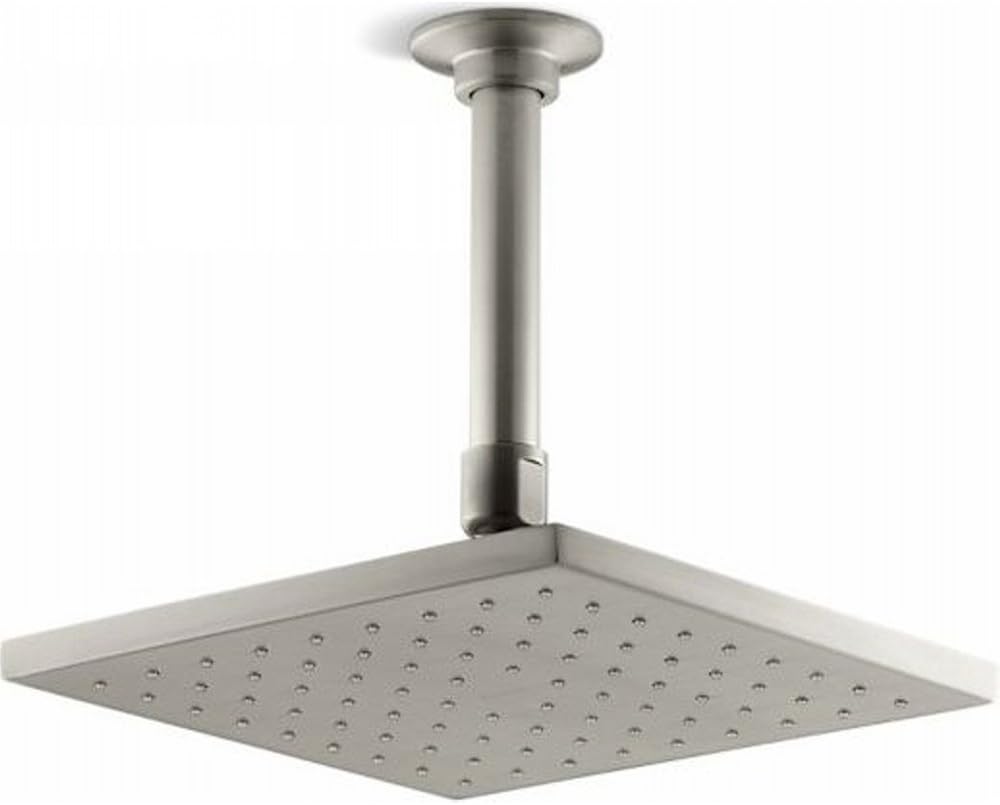 KOHLER 45200-BN Contemporary Square Rainhead with Katalyst Air-Induction Spray, 2.0 GPM, 8-Inch, Vibrant Brushed Nickel