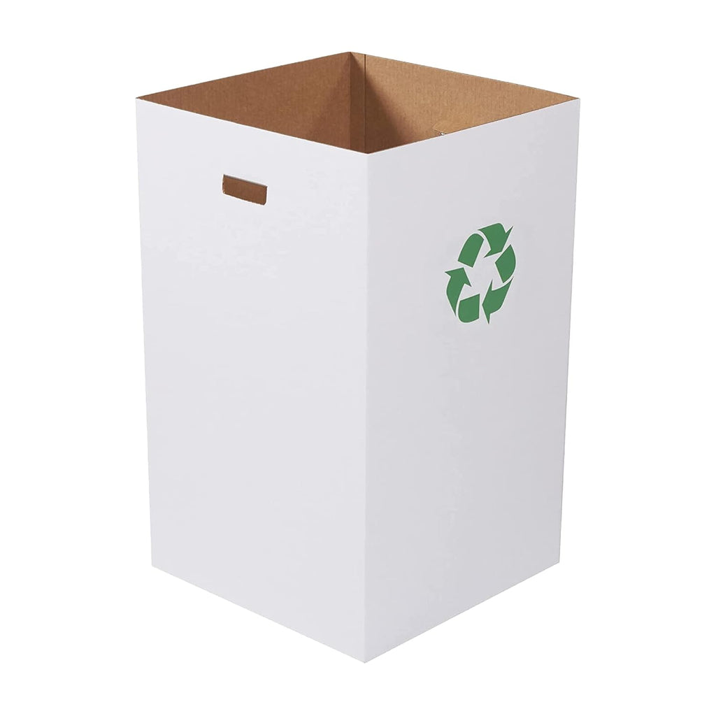 Box USA 40 Gallon 18' L x 18' W x 30' H 10-Pack Cardboard Trash Cans and Recycling Bins, Reusable or Disposable Pop Up Garbage Boxes for Parties, Outdoor Events, Heavy Duty, Recycle
